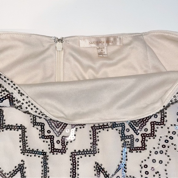 SKIES ARE BLUE | Ivory Sequin Beaded Skirt Women’s Size Large - Picture 2 of 8